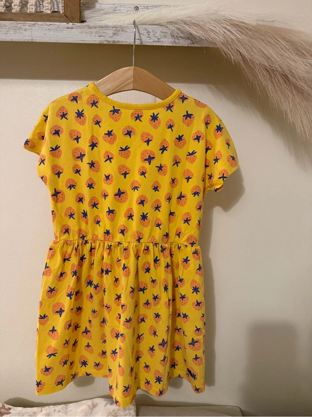 Tea Collection Girls Yellow Strawberry Print Tunic Dress Size 6